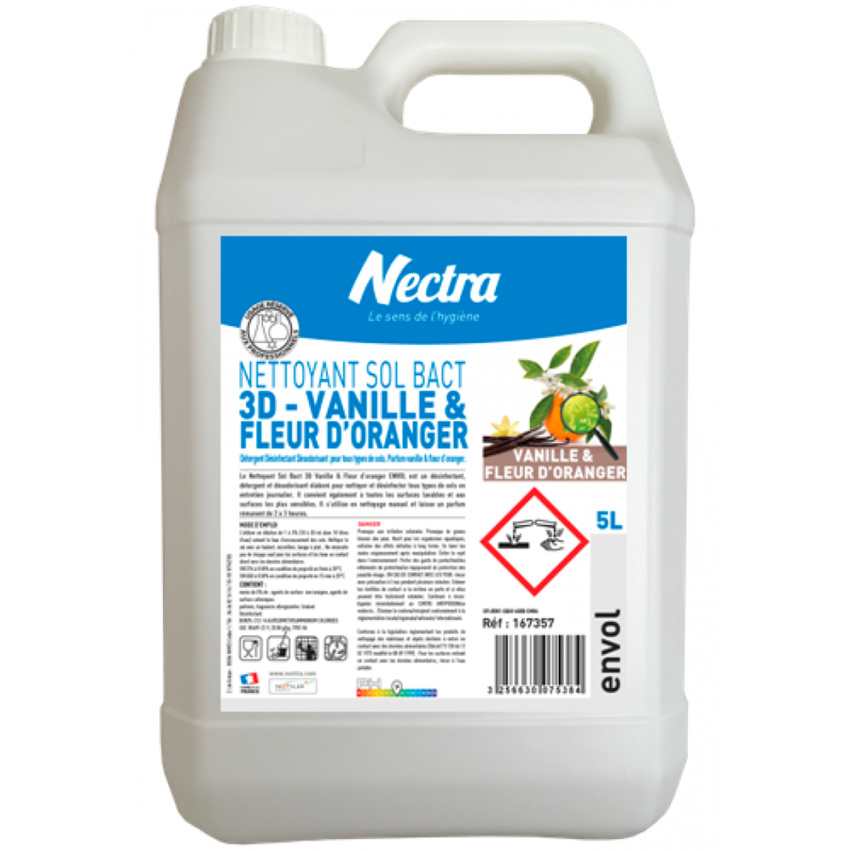 Nettoyant sol bact 3D vanille fleur d'oranger Envol