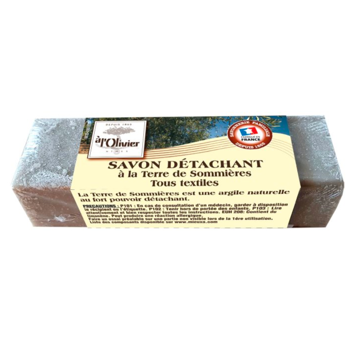Savon De Marseille Détachant à La Terre De Sommières - Marque Bleu Jaune - Neuf - Fabriqué En France